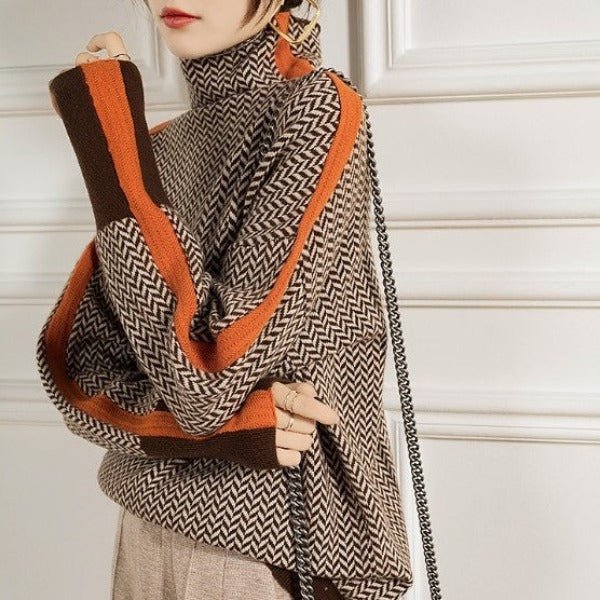 Maglione Dolcevita Elegante a Righe