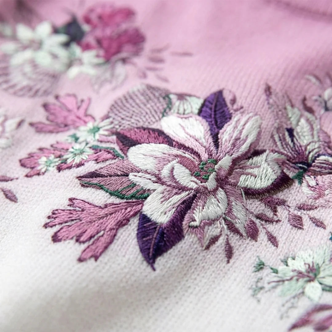 Maglione Morbido con Collo Drappeggiato Floreale